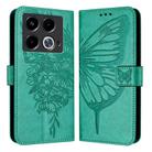 For Infinix Note 40 Embossed Butterfly Leather Phone Case(Green) - 1