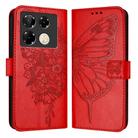 For Infinix Note 40 Pro 4G Embossed Butterfly Leather Phone Case(Red) - 1