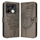 For Infinix Note 40 Pro 4G Embossed Butterfly Leather Phone Case(Grey) - 1