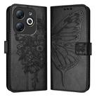 For Infinix Smart 8 Embossed Butterfly Leather Phone Case(Black) - 1
