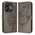 For Infinix Smart 8 Embossed Butterfly Leather Phone Case(Grey) - 1