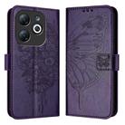 For Infinix Smart 8 Embossed Butterfly Leather Phone Case(Dark Purple) - 1