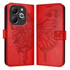 For Infinix Smart 8 Plus / Smart 8 Pro Embossed Butterfly Leather Phone Case(Red) - 1