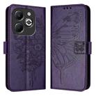 For Infinix Smart 8 Plus / Smart 8 Pro Embossed Butterfly Leather Phone Case(Dark Purple) - 1