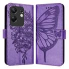 For Infinix Zero 30 4G Embossed Butterfly Leather Phone Case(Light Purple) - 1