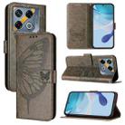 For Infinix GT 20 Pro Embossed Butterfly Leather Phone Case(Grey) - 1