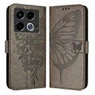 For Infinix Note 40 5G Embossed Butterfly Leather Phone Case(Grey) - 2