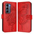 For Infinix Hot 50 Pro+ 4G Embossed Butterfly Leather Phone Case(Red) - 2