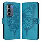 For Infinix Hot 50 Pro+ 4G Embossed Butterfly Leather Phone Case(Blue) - 2