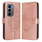 For Infinix Hot 50 Pro+ 4G Embossed Butterfly Leather Phone Case(Rose Gold) - 2