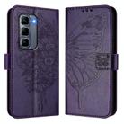 For Infinix Hot 50 Pro+ 4G Embossed Butterfly Leather Phone Case(Dark Purple) - 2