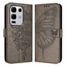 For Infinix Note 50s Embossed Butterfly Leather Phone Case(Grey) - 2