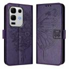 For Infinix Note 50s Embossed Butterfly Leather Phone Case(Dark Purple) - 2