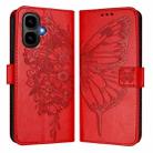 For Infinix Smart 10 4G / Tecno Pop 10 Embossed Butterfly Leather Phone Case(Red) - 2