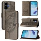 For Infinix Smart 10 4G / Tecno Pop 10 Embossed Butterfly Leather Phone Case(Grey) - 1