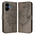 For Infinix Smart 10 4G / Tecno Pop 10 Embossed Butterfly Leather Phone Case(Grey) - 2
