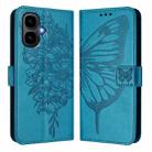 For Infinix Smart 10 4G / Tecno Pop 10 Embossed Butterfly Leather Phone Case(Blue) - 2