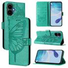 For Infinix Smart 10 4G / Tecno Pop 10 Embossed Butterfly Leather Phone Case(Green) - 1