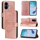 For Infinix Smart 10 4G / Tecno Pop 10 Embossed Butterfly Leather Phone Case(Rose Gold) - 1