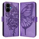 For Infinix Smart 10 4G / Tecno Pop 10 Embossed Butterfly Leather Phone Case(Light Purple) - 2