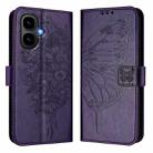 For Infinix Smart 10 4G / Tecno Pop 10 Embossed Butterfly Leather Phone Case(Dark Purple) - 2