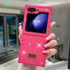 For Samsung Galaxy Z Flip3 5G PC Full Diamond Shockproof Folding Phone Case with Swan Logo(Rose Red) - 1