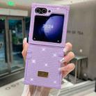 For Samsung Galaxy Z Flip4 5G PC Full Diamond Shockproof Folding Phone Case with Swan Logo(Purple) - 1