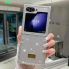 For Samsung Galaxy Z Flip5 5G PC Full Diamond Shockproof Folding Phone Case with Swan Logo(Silver) - 1