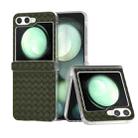 For Samsung Galaxy Z Flip5 5G 3 in 1 Woven Texture Frosted Translucent Frame PU Phone Case(Green) - 1