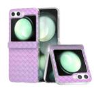 For Samsung Galaxy Z Flip5 5G 3 in 1 Woven Texture Frosted Translucent Frame PU Phone Case(Purple) - 1