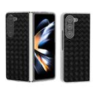 For Samsung Galaxy Z Fold5 5G Woven Texture Frosted Translucent Frame PU Phone Case(Black) - 1