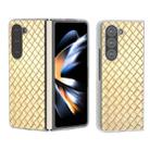 For Samsung Galaxy Z Fold5 5G Woven Texture Frosted Translucent Frame PU Phone Case(Gold) - 1