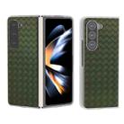 For Samsung Galaxy Z Fold5 5G Woven Texture Frosted Translucent Frame PU Phone Case(Green) - 1