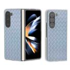 For Samsung Galaxy Z Fold5 5G Woven Texture Frosted Translucent Frame PU Phone Case(Light Blue) - 1