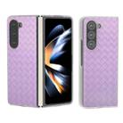 For Samsung Galaxy Z Fold5 5G Woven Texture Frosted Translucent Frame PU Phone Case(Purple) - 1