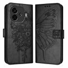 For vivo iQOO Z9 / iQOO Z9 Turbo 5G Embossed Butterfly Leather Phone Case(Black) - 1