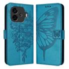 For vivo iQOO Z9 / iQOO Z9 Turbo 5G Embossed Butterfly Leather Phone Case(Blue) - 1