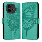 For vivo iQOO Z9 / iQOO Z9 Turbo 5G Embossed Butterfly Leather Phone Case(Green) - 1