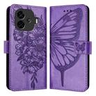 For vivo iQOO Z9 / iQOO Z9 Turbo 5G Embossed Butterfly Leather Phone Case(Light Purple) - 1