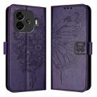 For vivo iQOO Z9 / iQOO Z9 Turbo 5G Embossed Butterfly Leather Phone Case(Dark Purple) - 1