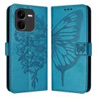 For vivo iQOO Z9x Embossed Butterfly Leather Phone Case(Blue) - 1