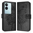 For vivo V29 5G Global / V29 Pro Embossed Butterfly Leather Phone Case(Black) - 1