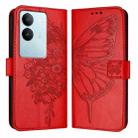 For vivo V29 5G Global / V29 Pro Embossed Butterfly Leather Phone Case(Red) - 1