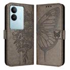 For vivo V29 5G Global / V29 Pro Embossed Butterfly Leather Phone Case(Grey) - 1