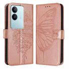 For vivo V29 5G Global / V29 Pro Embossed Butterfly Leather Phone Case(Rose Gold) - 1