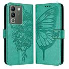 For vivo V29e 5G Global / Y200 5G Global Embossed Butterfly Leather Phone Case(Green) - 1