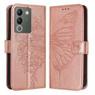 For vivo V29e 5G Global / Y200 5G Global Embossed Butterfly Leather Phone Case(Rose Gold) - 1
