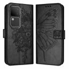 For vivo V30 5G/V30 Pro 5G Global Embossed Butterfly Leather Phone Case(Black) - 1