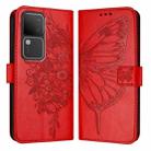For vivo V30 5G/V30 Pro 5G Global Embossed Butterfly Leather Phone Case(Red) - 1