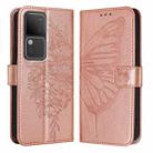 For vivo V30 5G/V30 Pro 5G Global Embossed Butterfly Leather Phone Case(Rose Gold) - 1